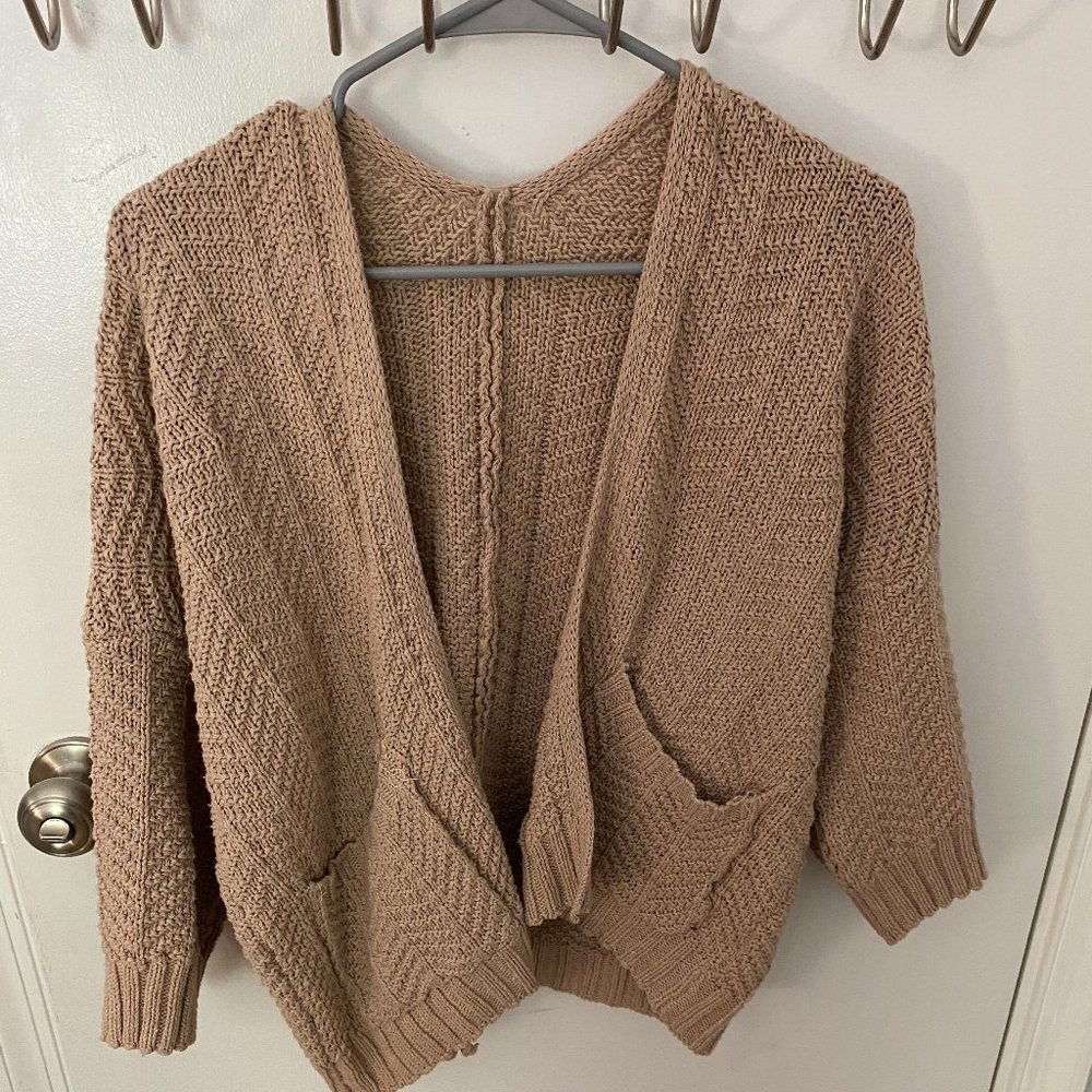 Nude Half-Sleeve Cardigan Sweater